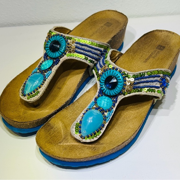 White Mountain Shoes - White Mountain Embellished Wedge Sandals |Size 9M